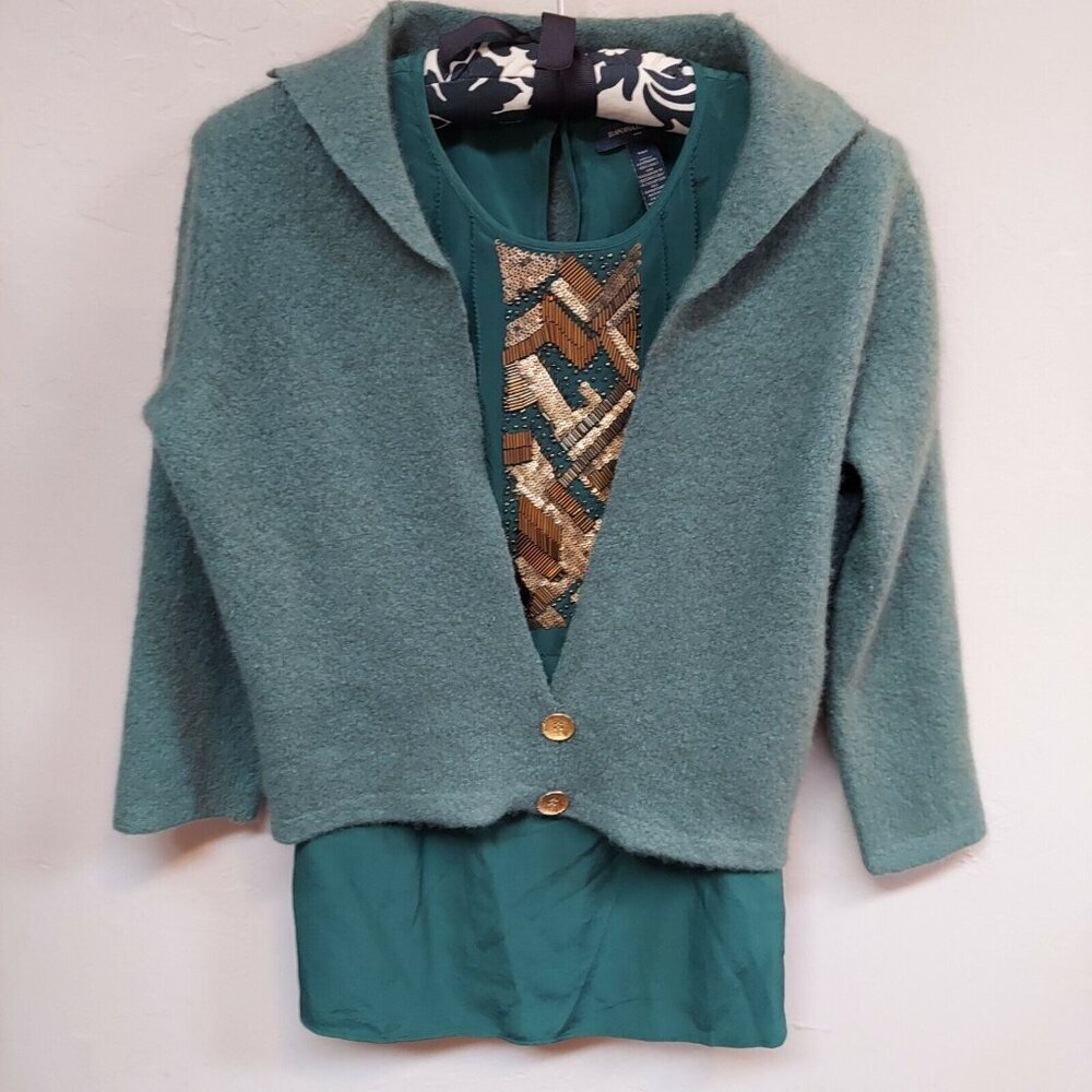 Banana Republic Womens Silk Beaded Sleeveless Blouse Size 4 & Blazer Set